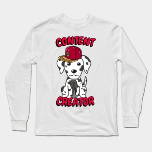 Cute dalmatian dog is a content creator Long Sleeve T-Shirt